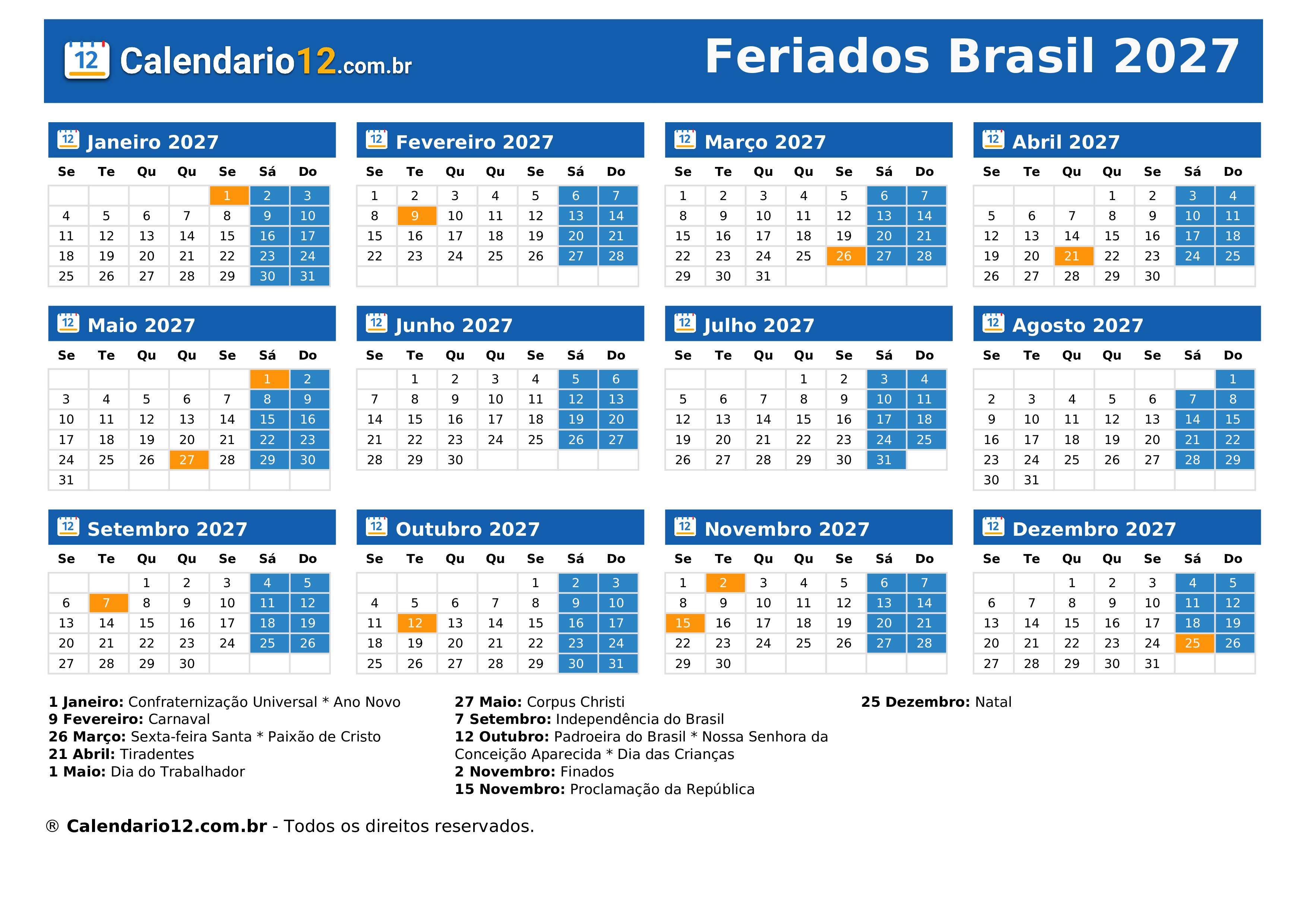 Feriados 2027