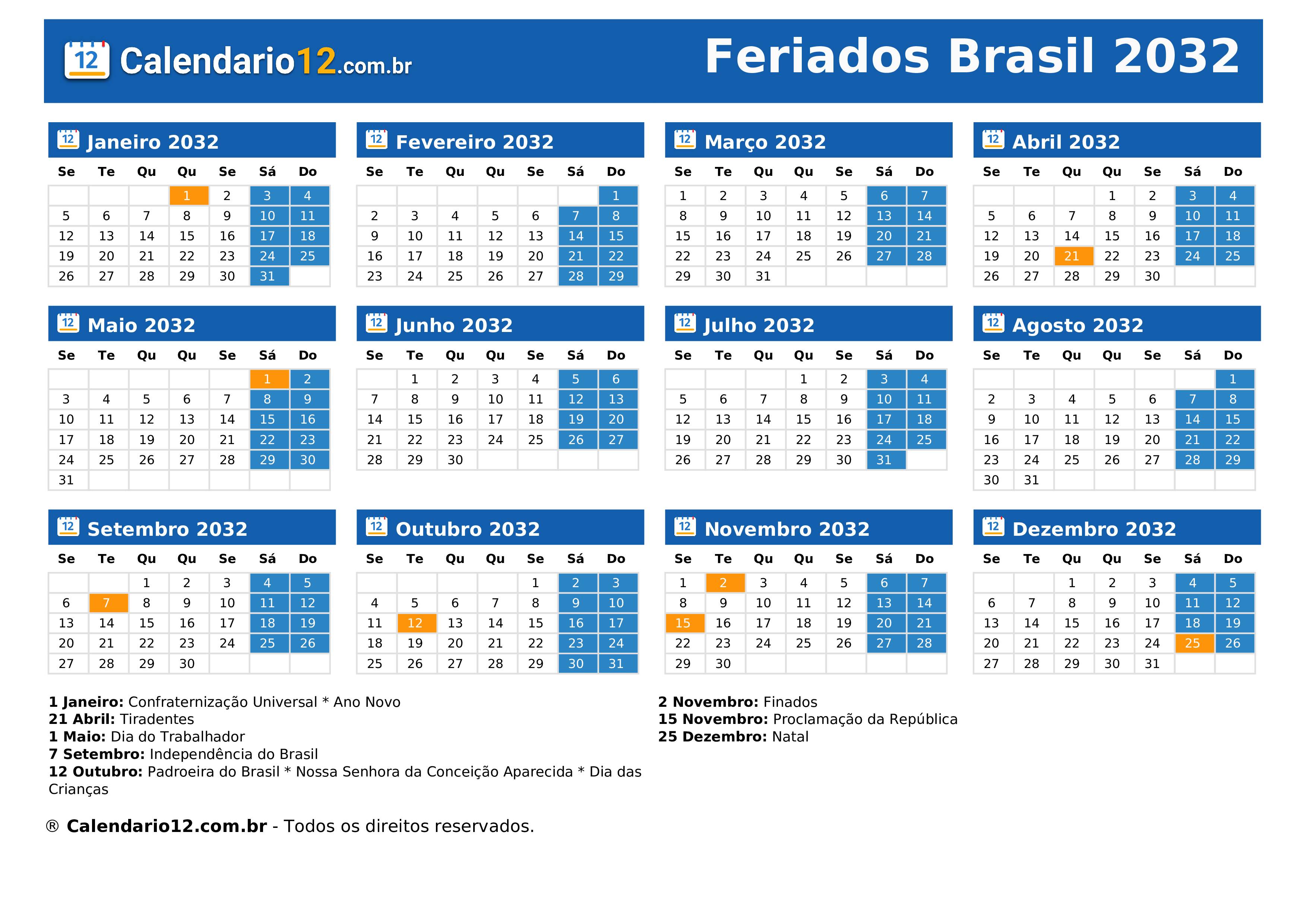 Feriados 2032