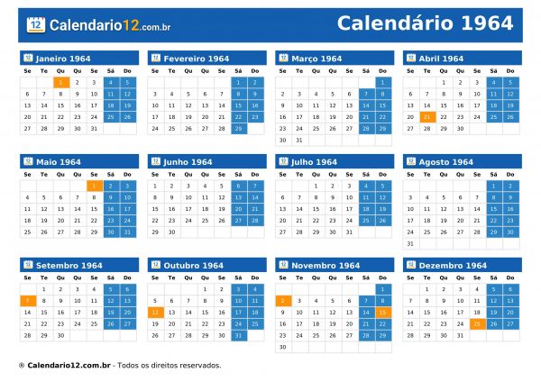 Calendário 1964