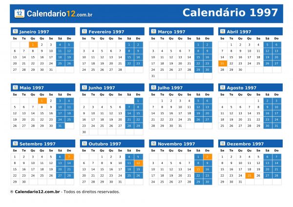 Calendário 1997