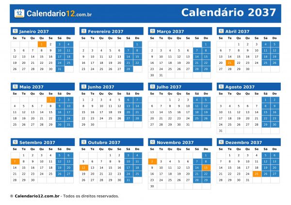 Calendário 2037