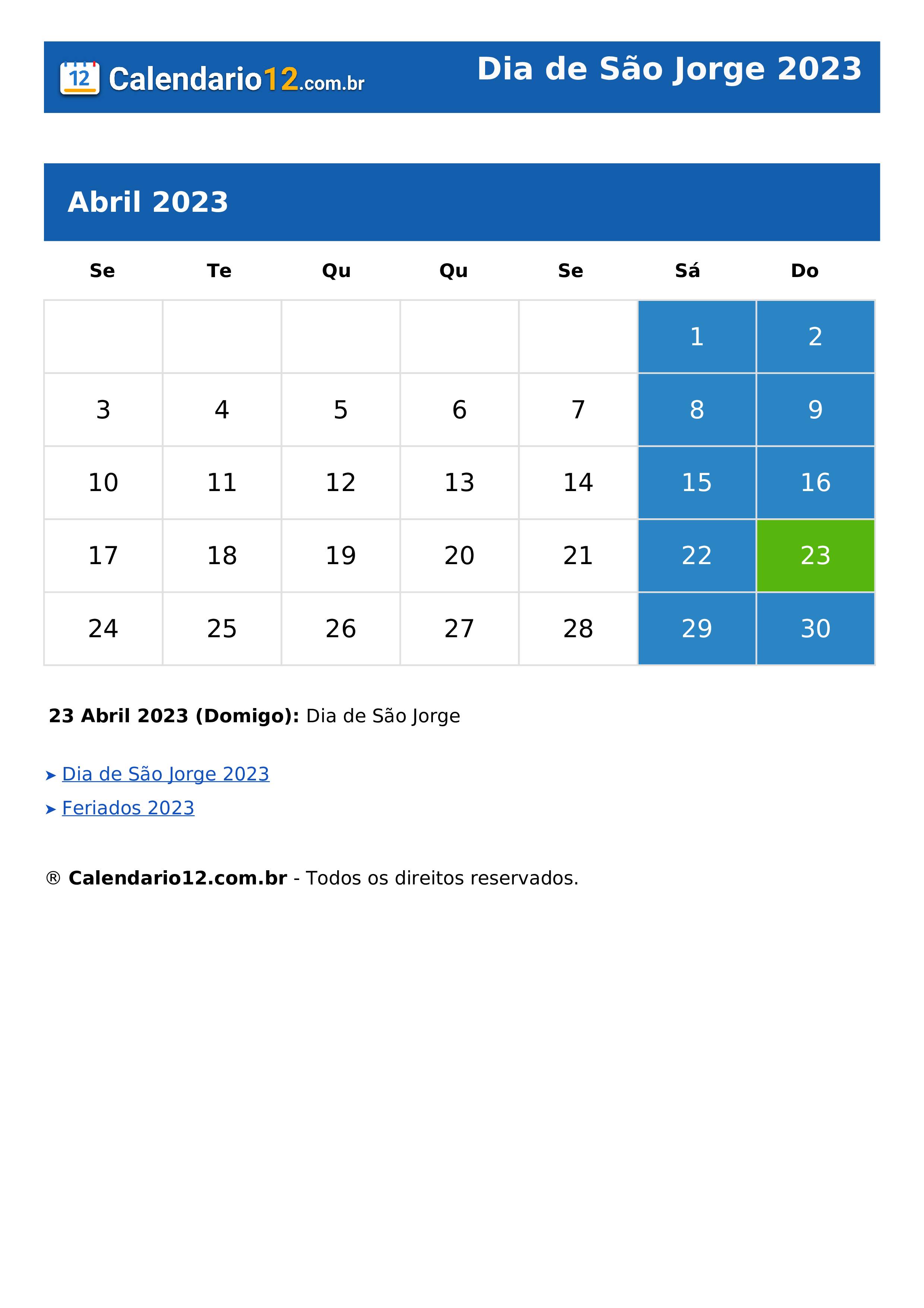 Dia de São Jorge 2023