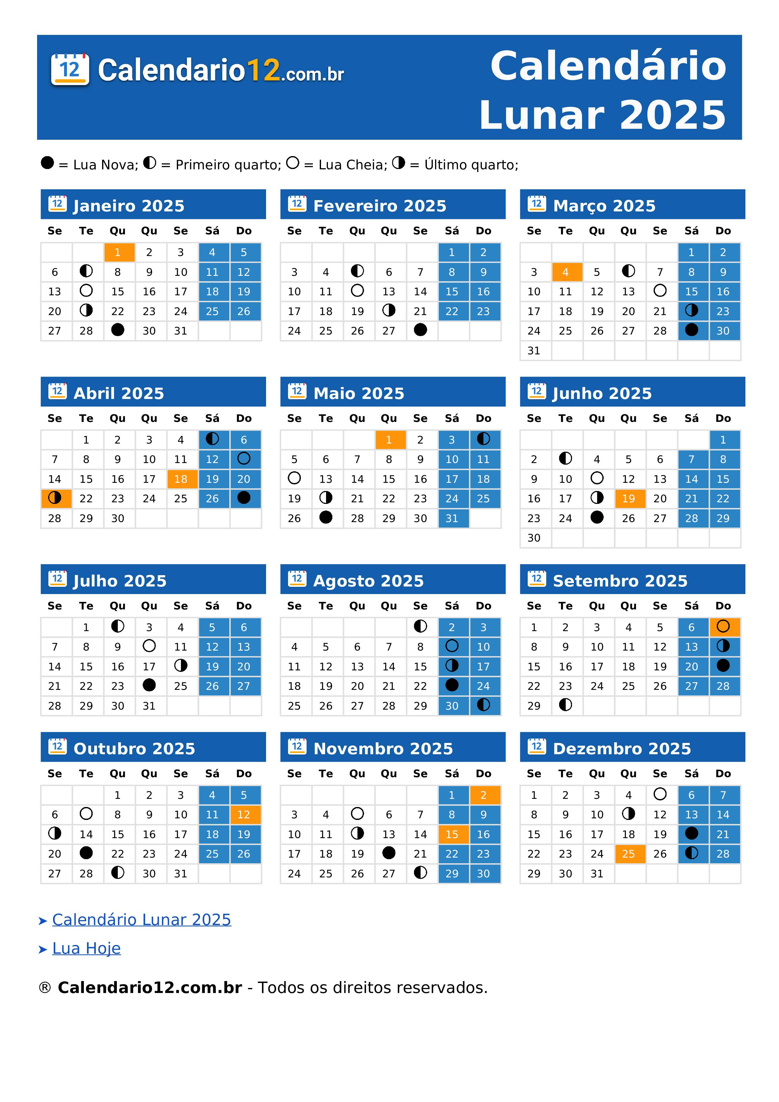 Calendário Lunar Setembro 2025 ⬅️ — Calendario12.com.br